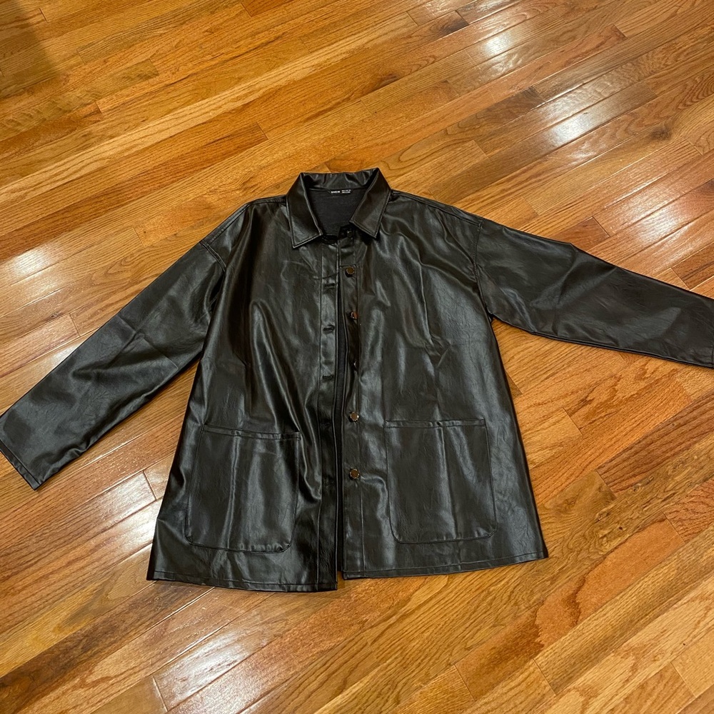 faux leather blazer